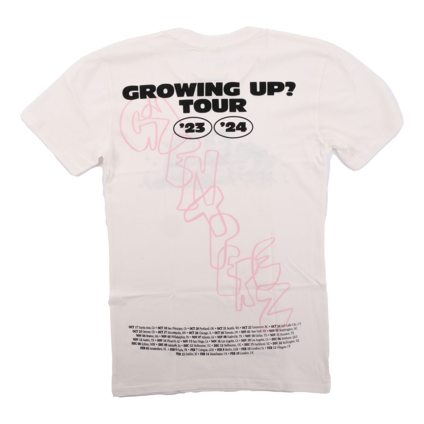 grentperez GROWING UP? TOUR T-SHIRT - NATURAL